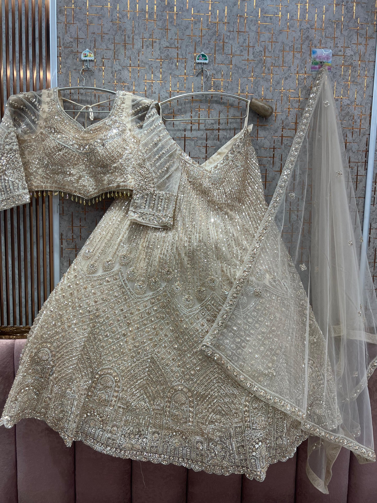 Majestic green crop top Lehenga