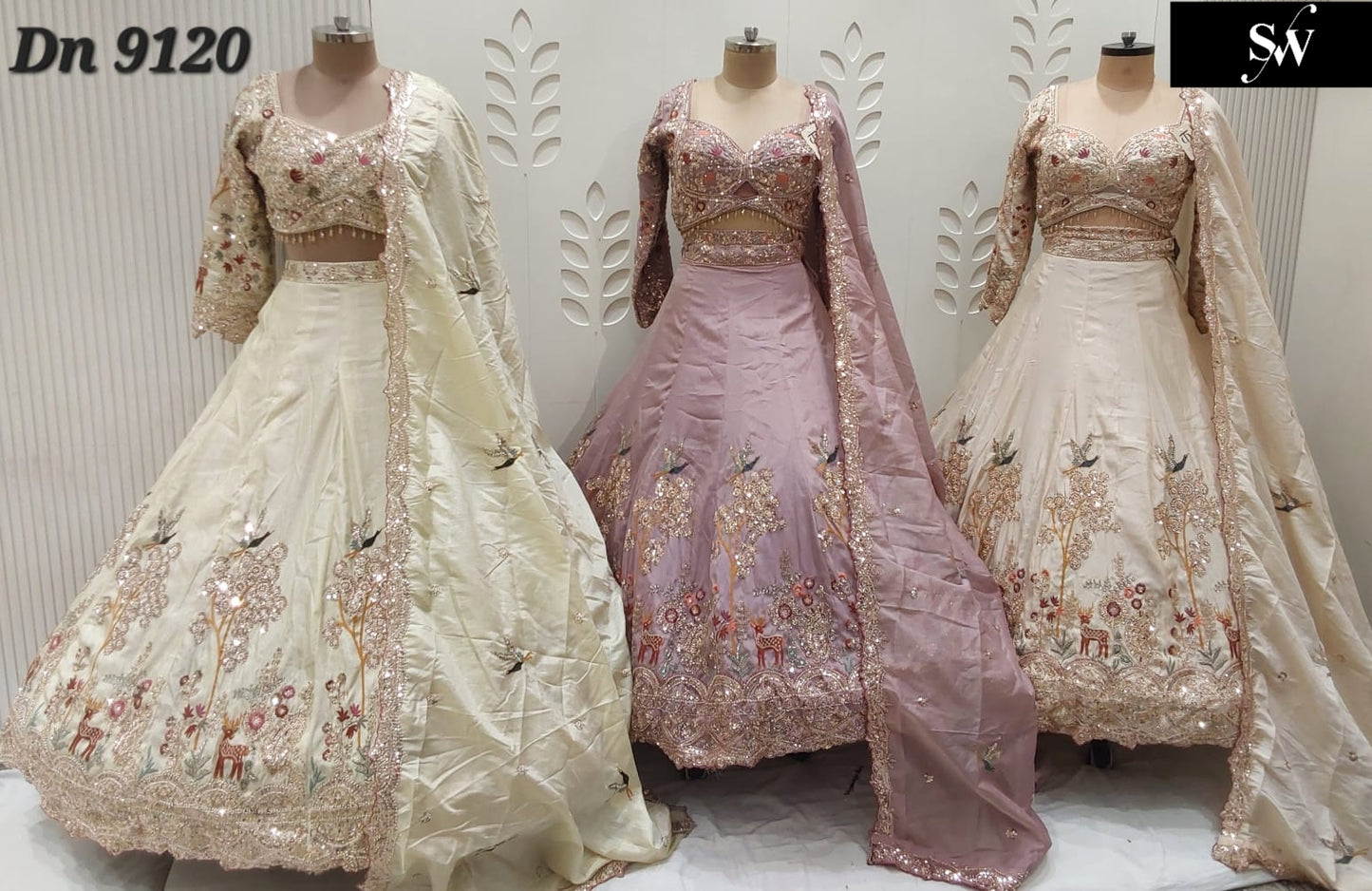 White Pink Golden peacock Crop Top Lehenga