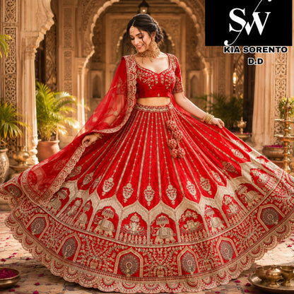 Maroon double dupatta bridal Lehenga