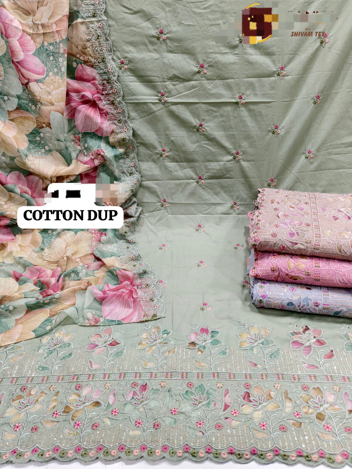 Awesome green pink blue Lavender unstitched salwar suit dress material (free size)