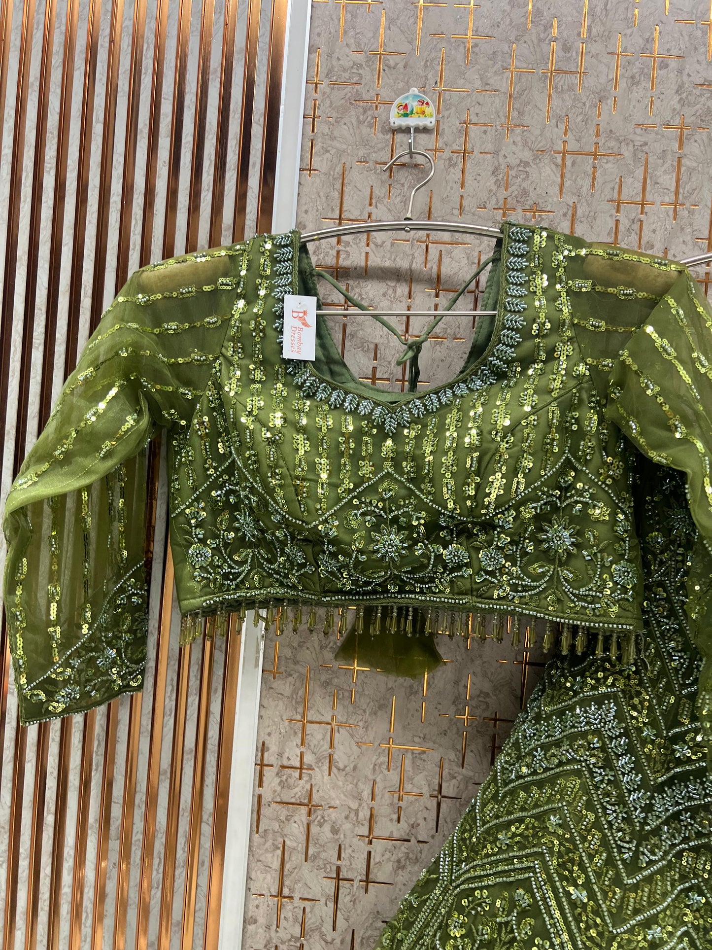 Green on Green Monotone Crop Top Lehenga