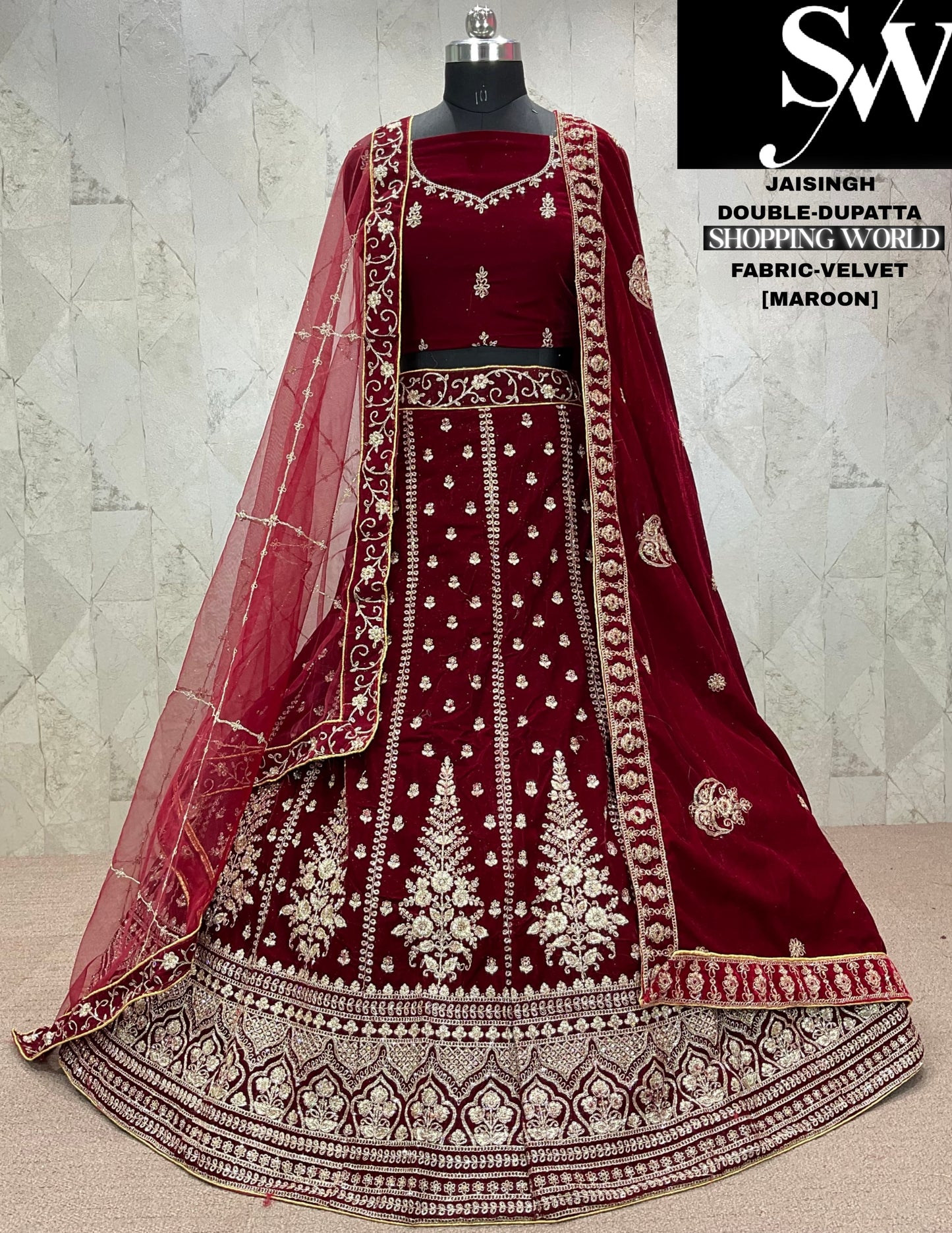 Stunning red Velvet bridal Lehenga