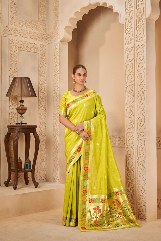 Yellow Haldi mehendi Tussar Silk Saree 6039