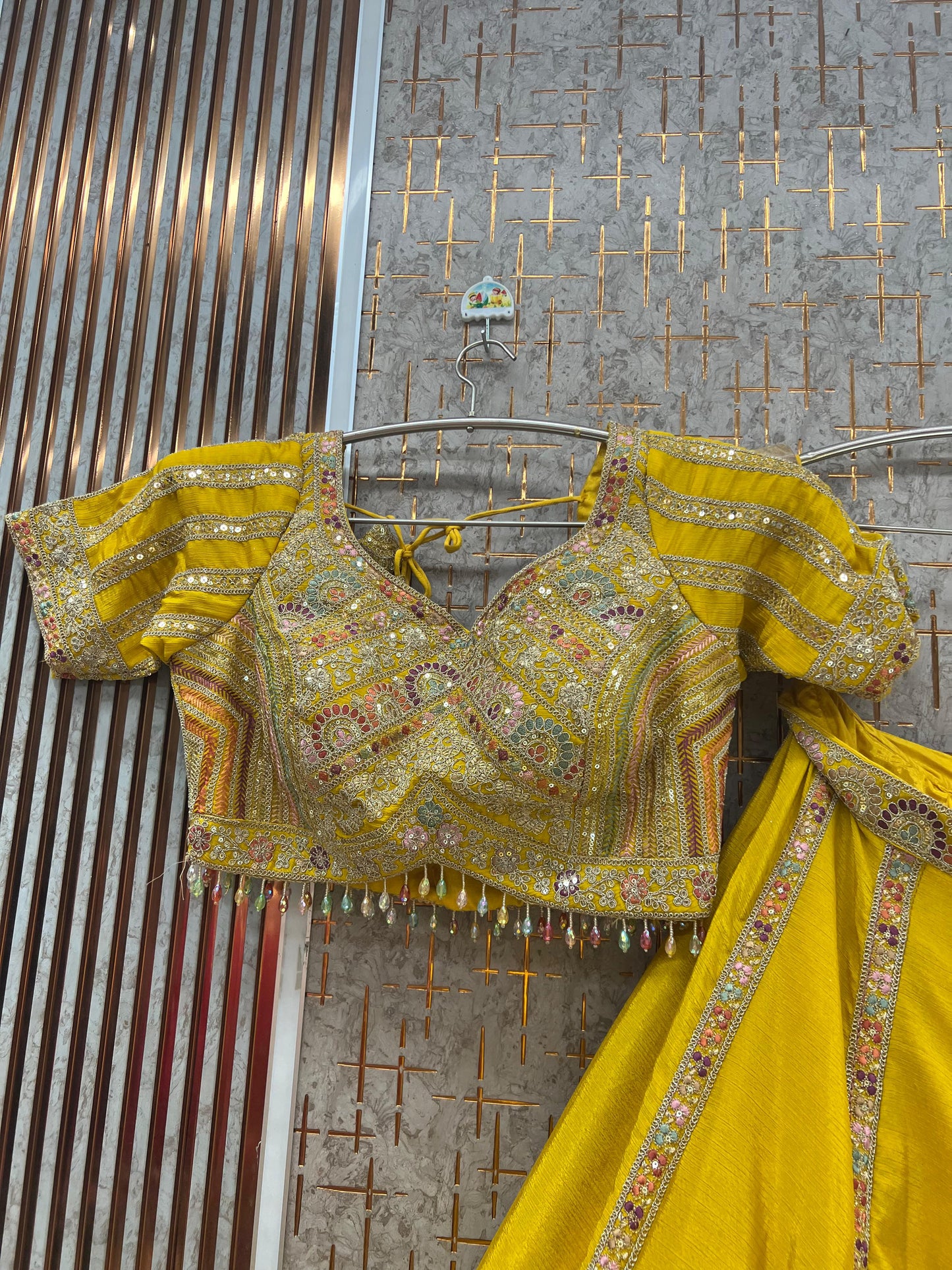 Yellow haldi mehendi Crop Top Lehenga