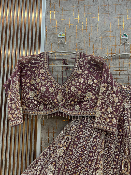 Red Crop Top Lehenga - Shopping World