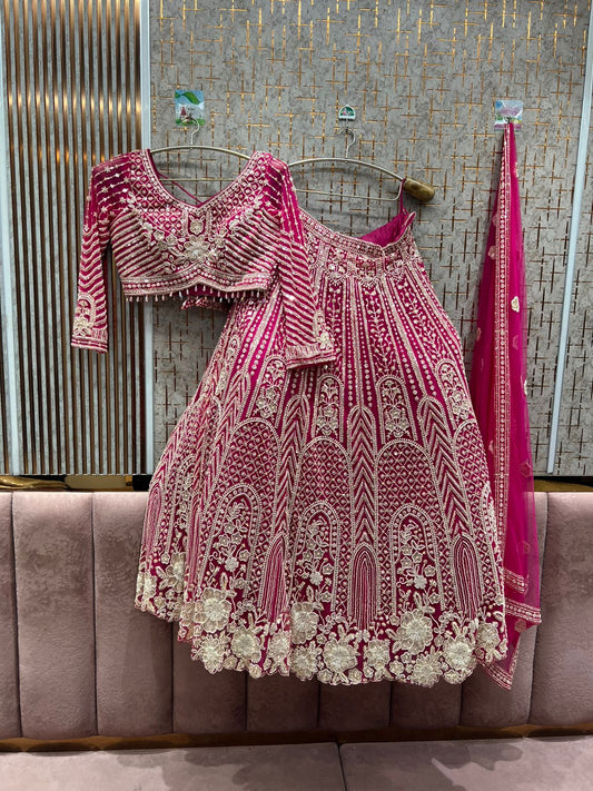 Good looking Hot pink crop Top Lehenga