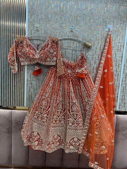 Mustard Crop top Lehenga