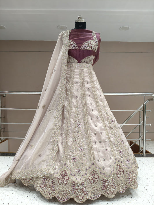 Lavender Purple Double Shade Lehenga