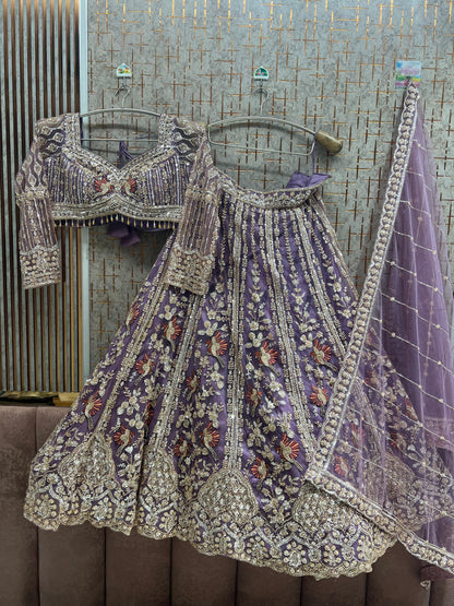 Pista Green Peacock Crop Top Lehenga