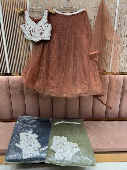Rust Brown Crop Top Lehenga