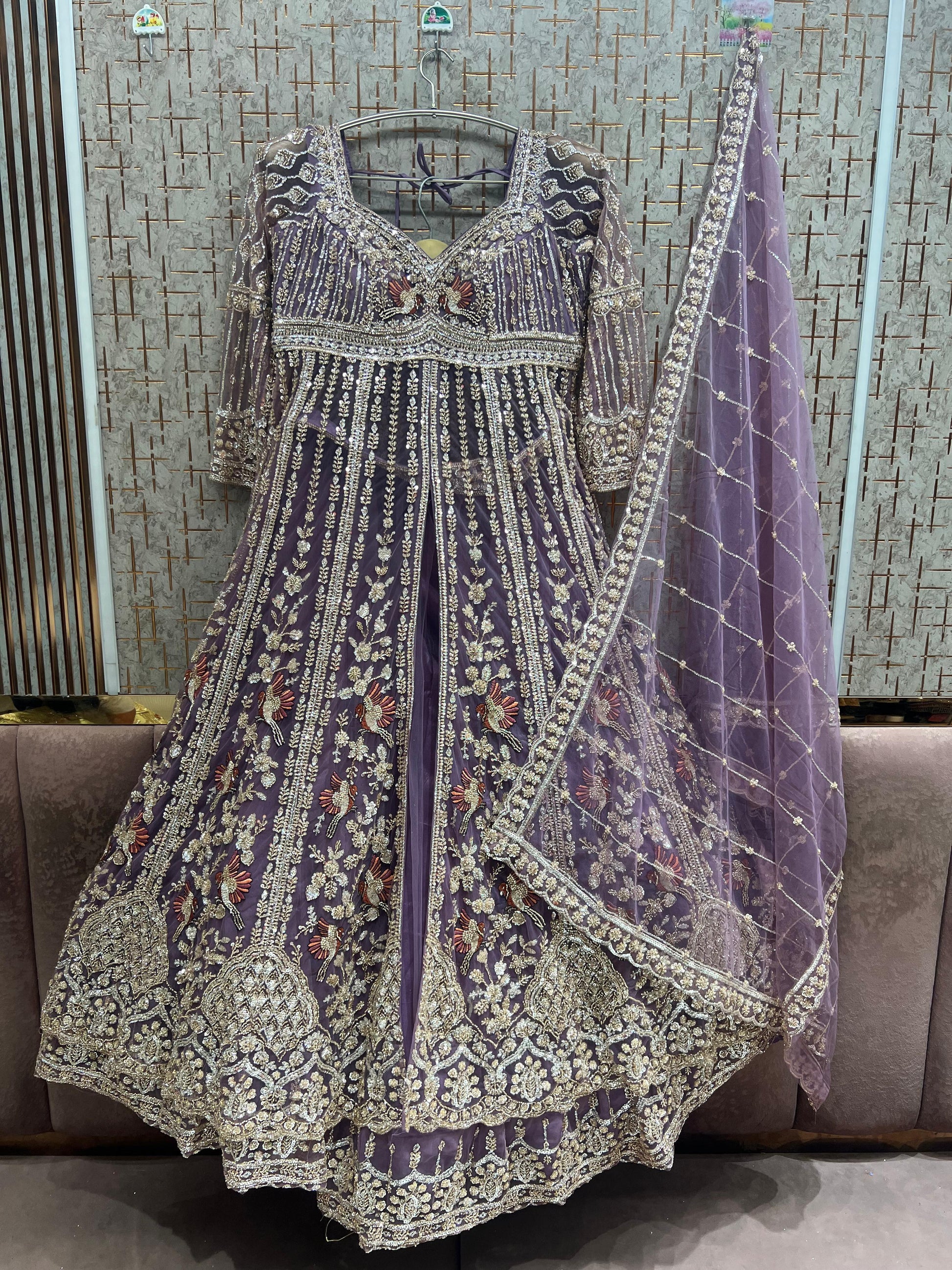 lavender peplum dress A lavender peplum gown with billowy ruffled sleeves, where elegance waltzes with drama to paint a dreamy tableau at every glamorous affair., @glorious_kwt, #dressup #vacationstyle #show