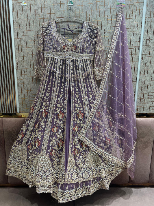 Lavender long peplum Dress Farshi Gaharara Dress Special
