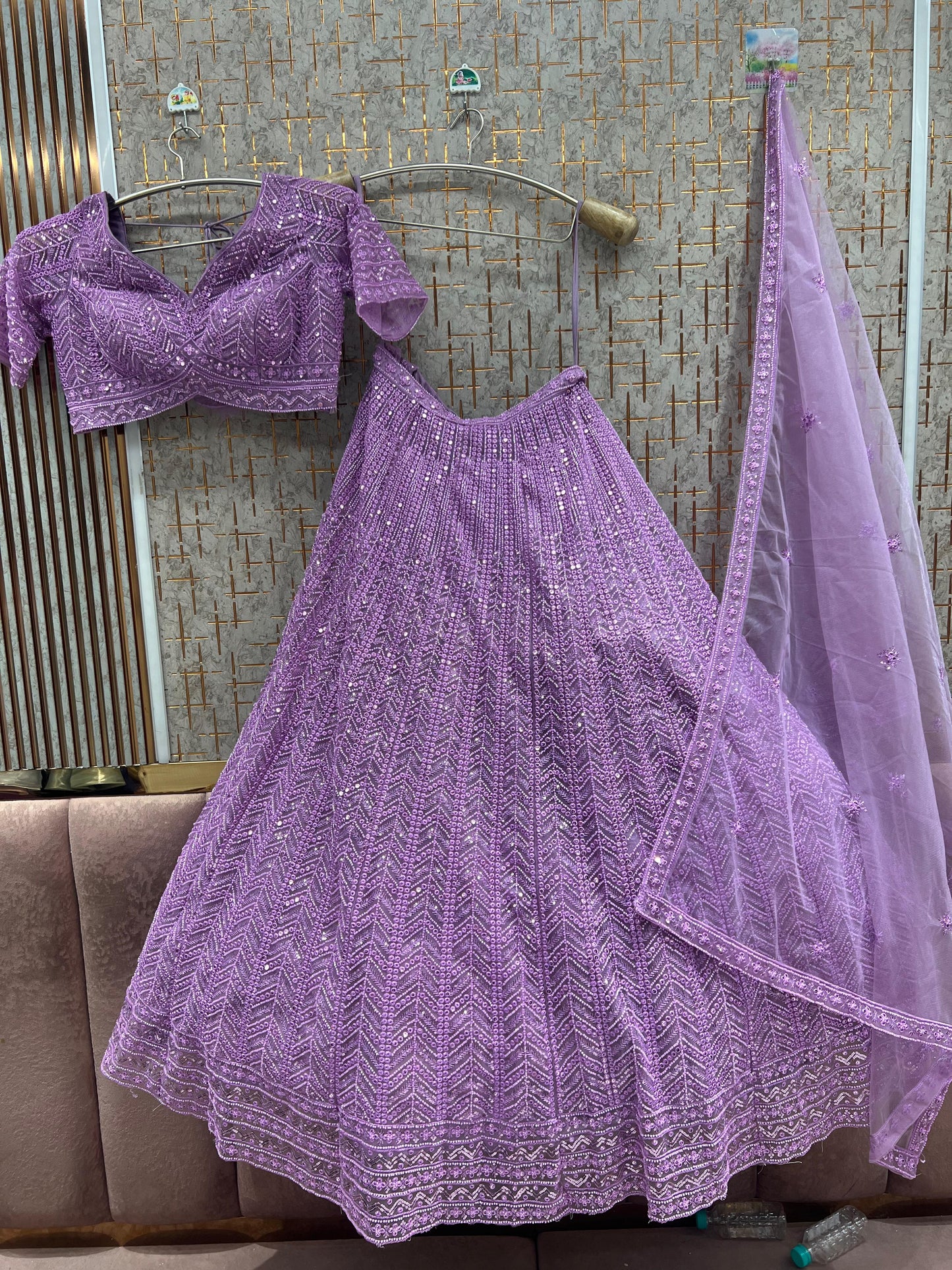 (Copy) Double Shade Ready to wear Black Blue crop top Lehenga - Shopping World