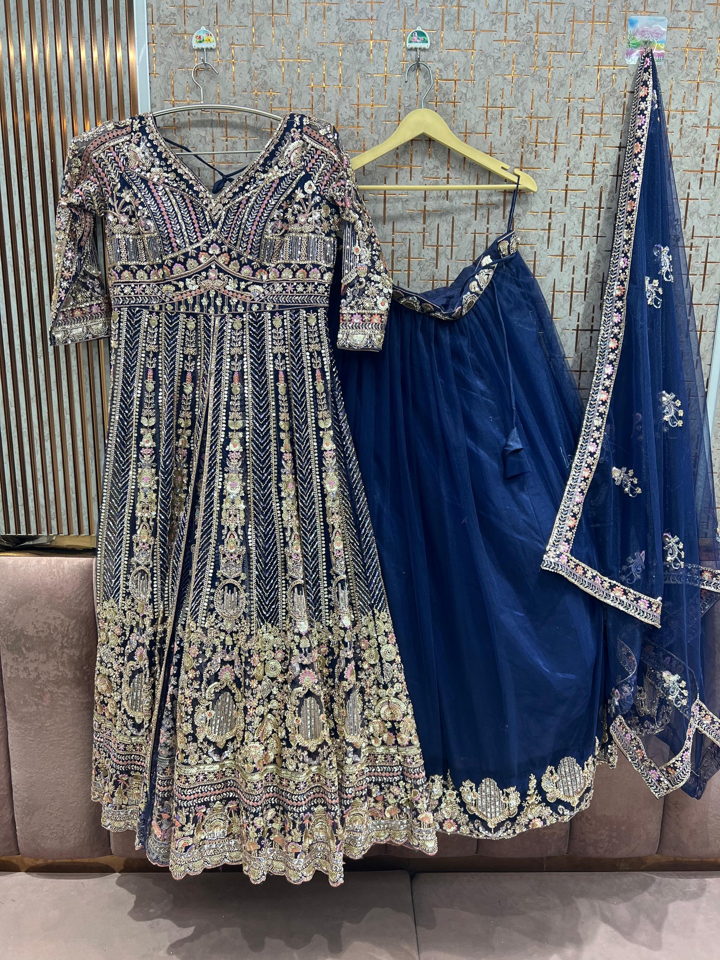 Baby Pink long Farshi Garara Peplum Dress Lehenga