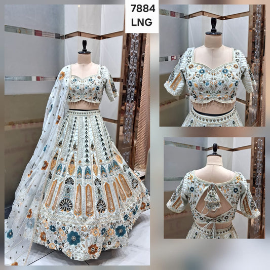 White Crop Top Lehenga