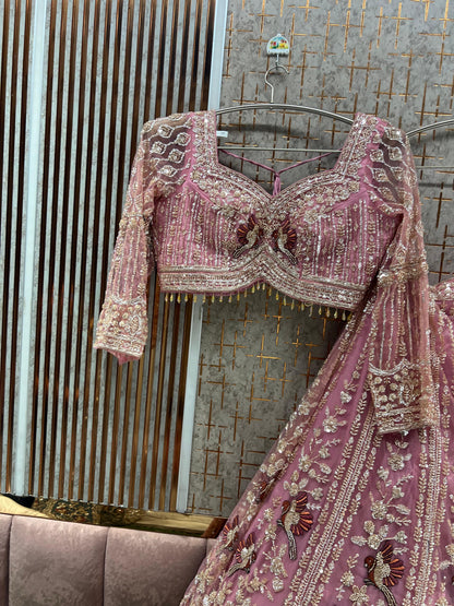 White Peacock Crop Top Lehenga