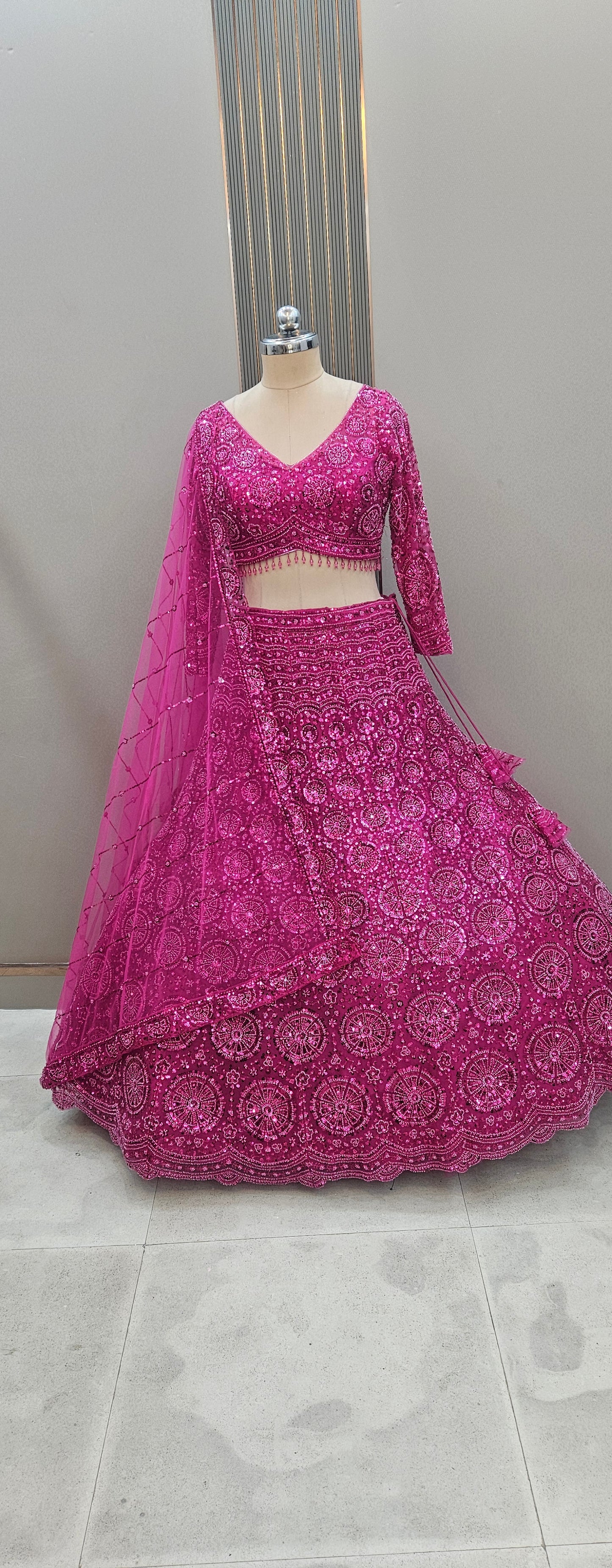Gorgeous Cherry red on red Monotone Crop top Lehenga