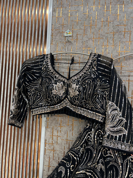 Black Crop Top Lehenga