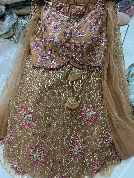 Peach Pdp Crop Top Lehenga - Shopping World