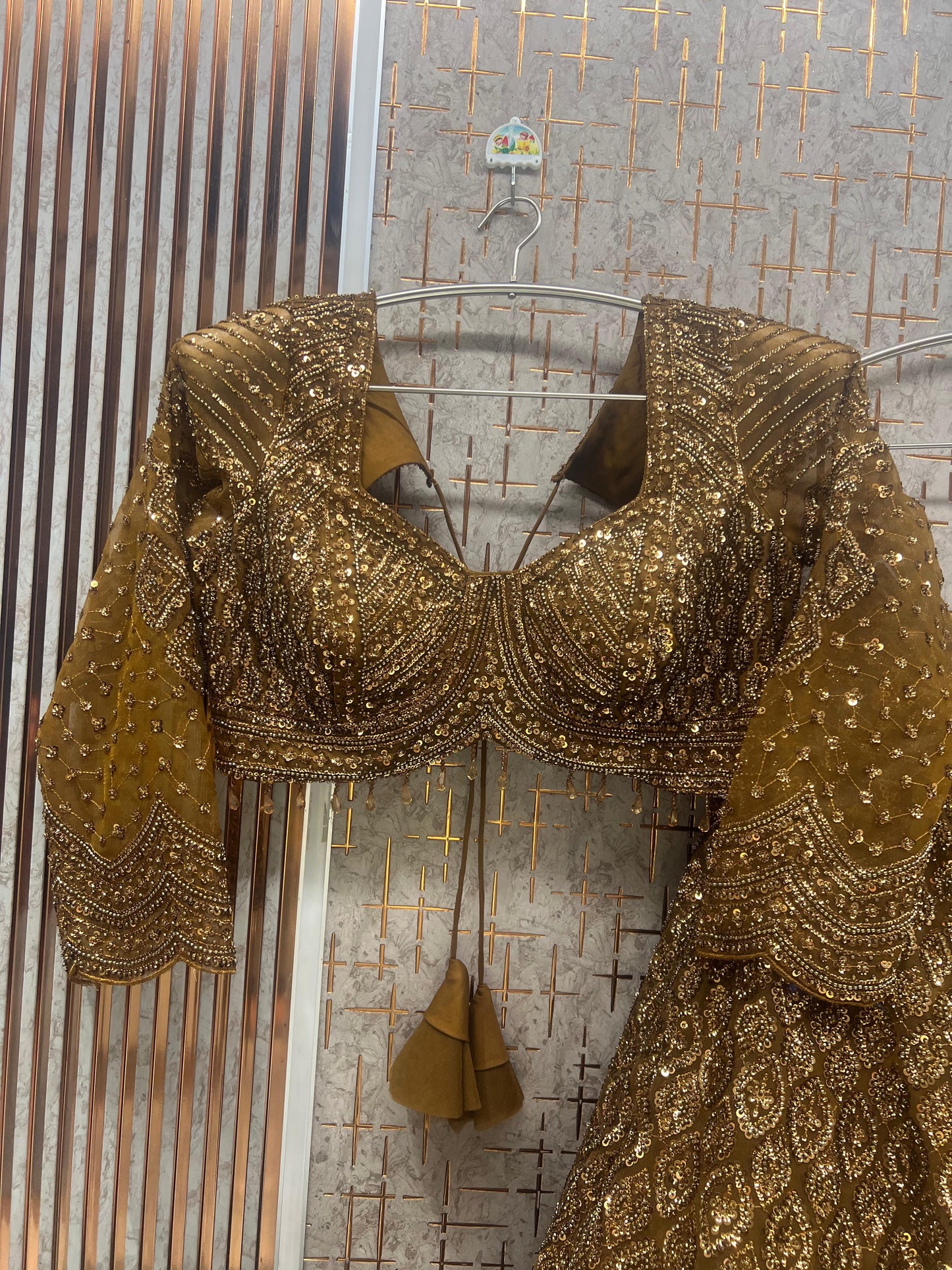 Golden On Golden Monotone Crop Top Lehenga