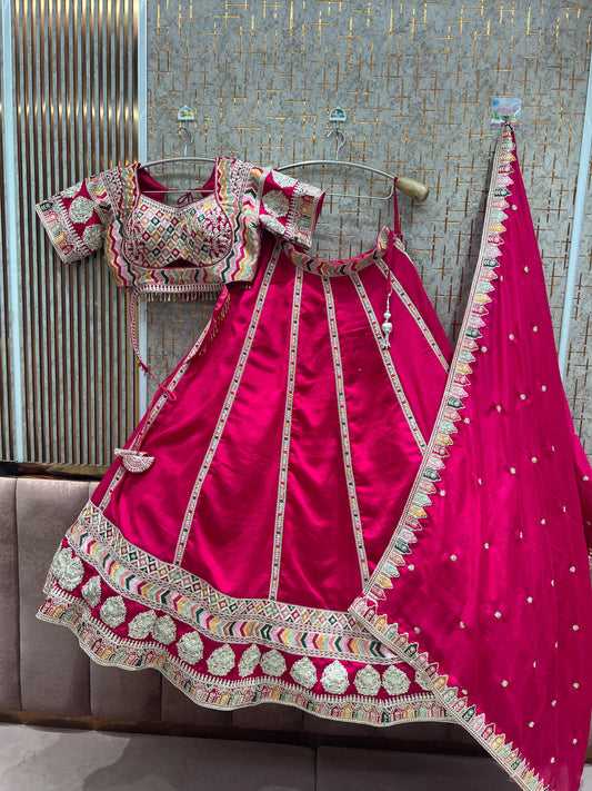 Fantastic Hot pink crop Top Lehenga