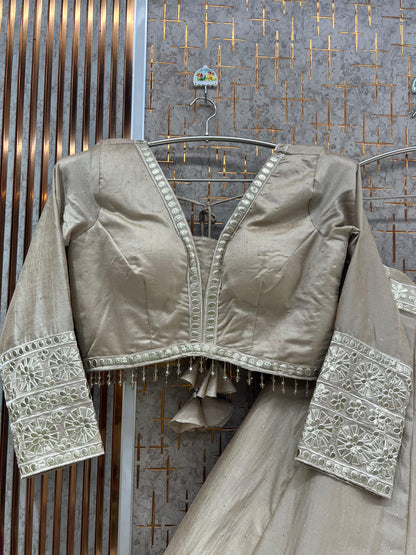 White Crop top Lehenga