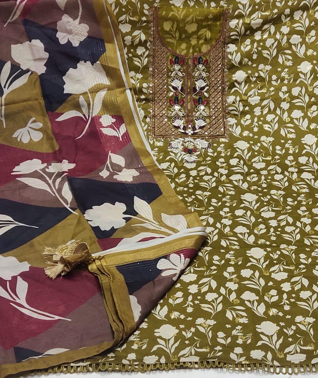 Attractive mustard salwar suit dress material(free size)