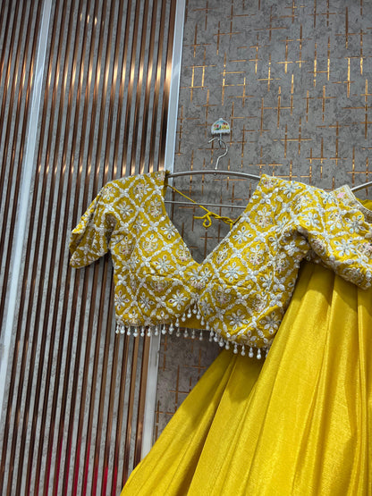 Glamorous Hot pink crop Top Lehenga