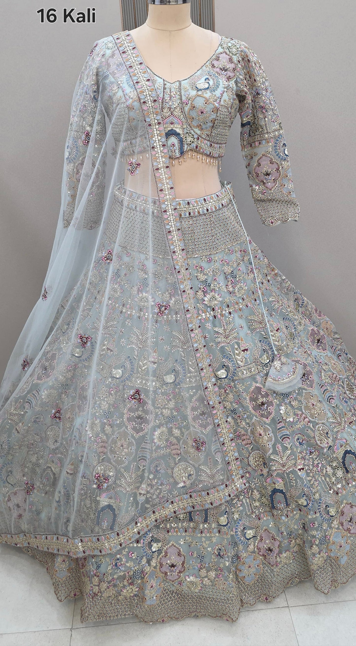 light Blue Ready to wear Crop top Lehenga