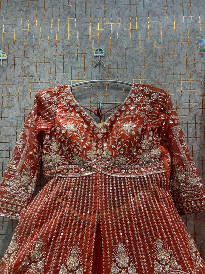 Delightful Orange Farshi garara muslim Bride Special Indo Dress