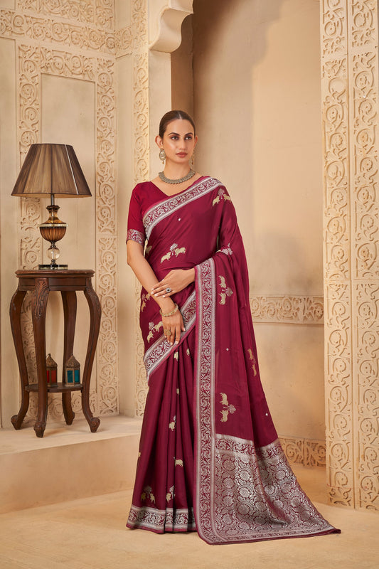 Red Mashru Silk Saree 6036
