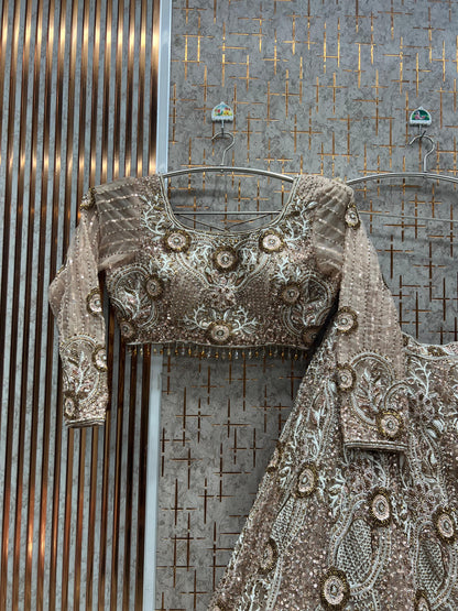 Brown Crop Top Lehenga