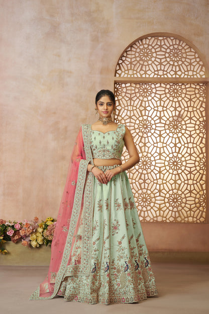Elegant green peacock girlish lehenga 35