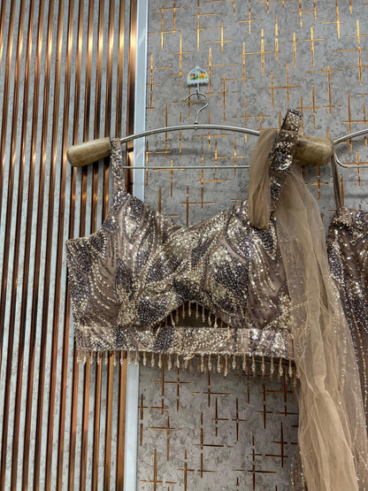 Silver Black Crop Top Lehenga - Shopping World