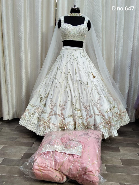 White Pdp Crop Top Lehenga