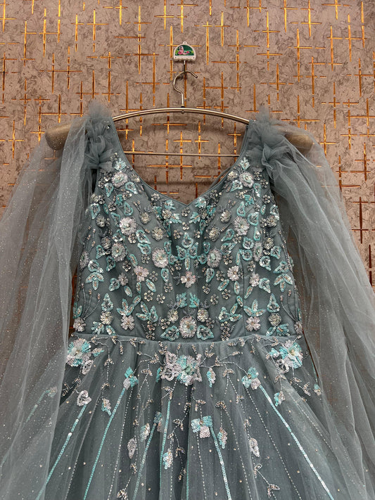 Blue Heavy Handwork Gown