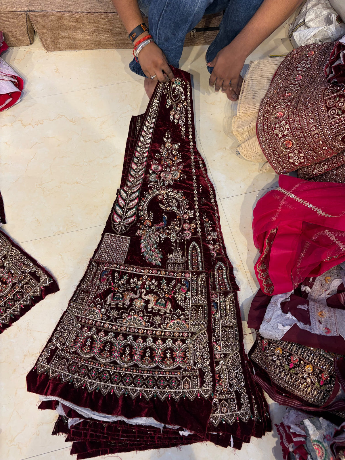 Maroon bridal designer  Lehenga