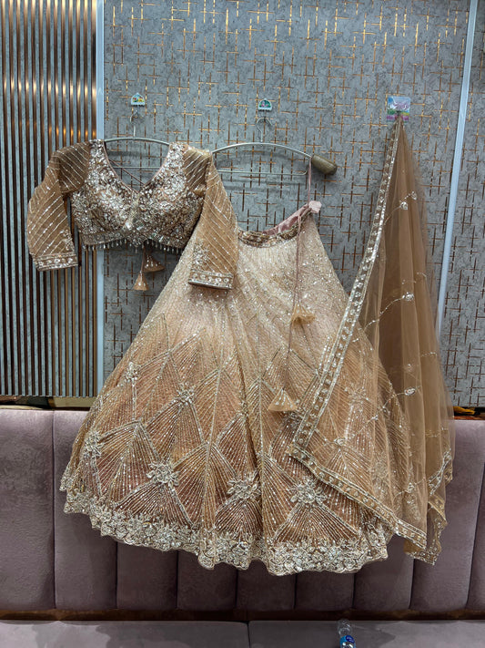 Awesome pink peach Double Shade crop Top Lehenga