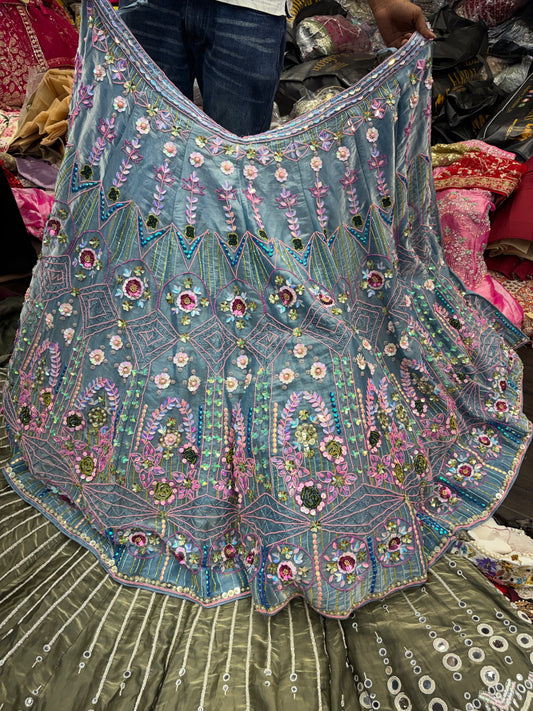 Blue crop top Lehenga