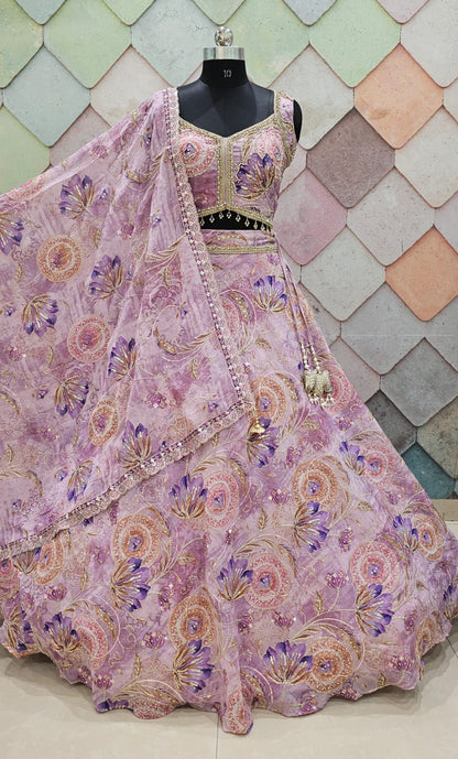 Mahima mahajan inspired Pink purple green peach Crop Top Lehenga