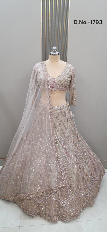 Golden pink Crop Top Lehenga - Shopping World