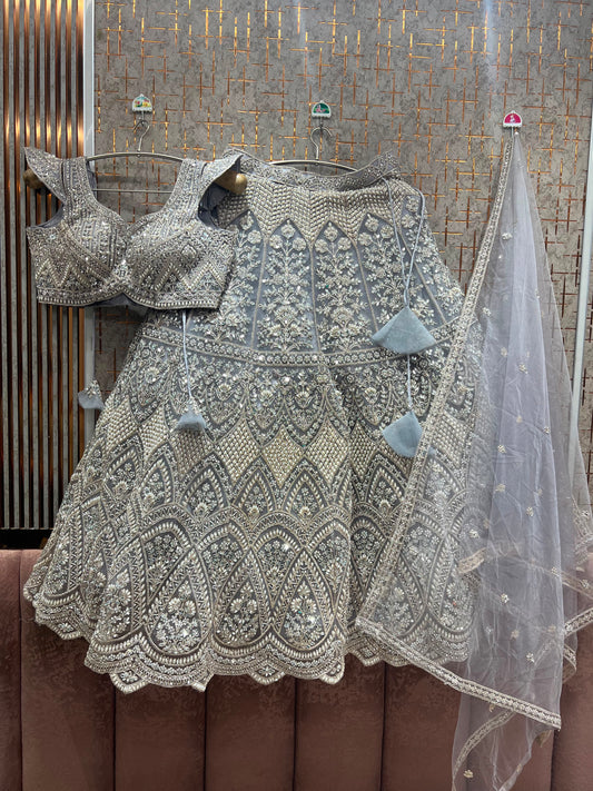 Lavender On Lavender Monotone Crop Top Lehenga