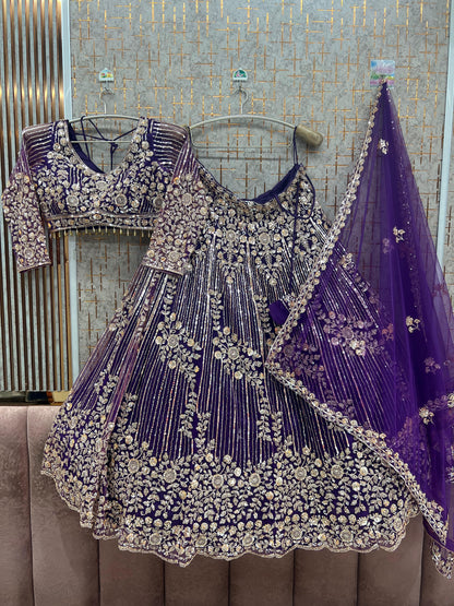 Purple Crop top Lehenga