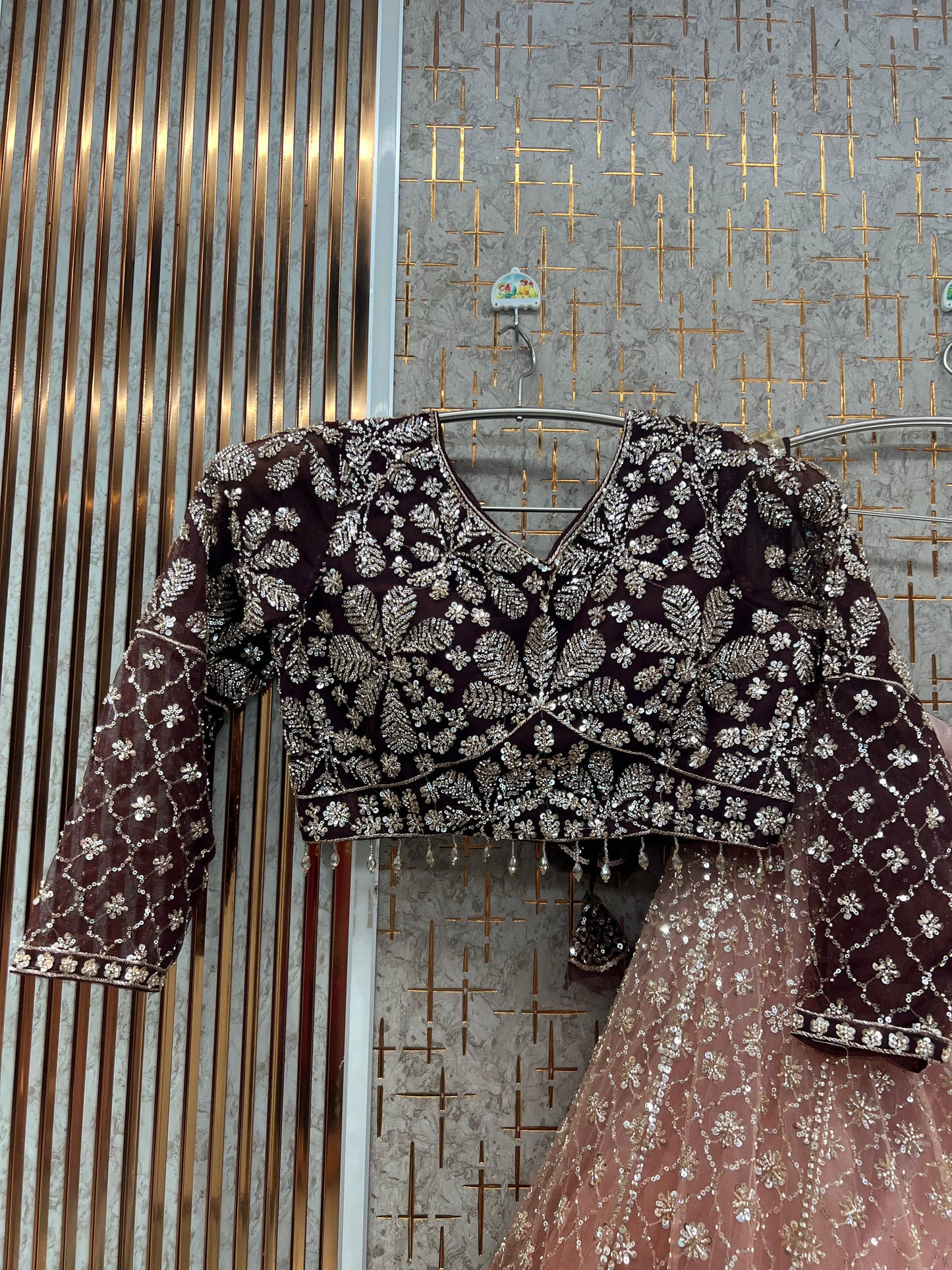 Green Double Shade Crop Top Lehenga