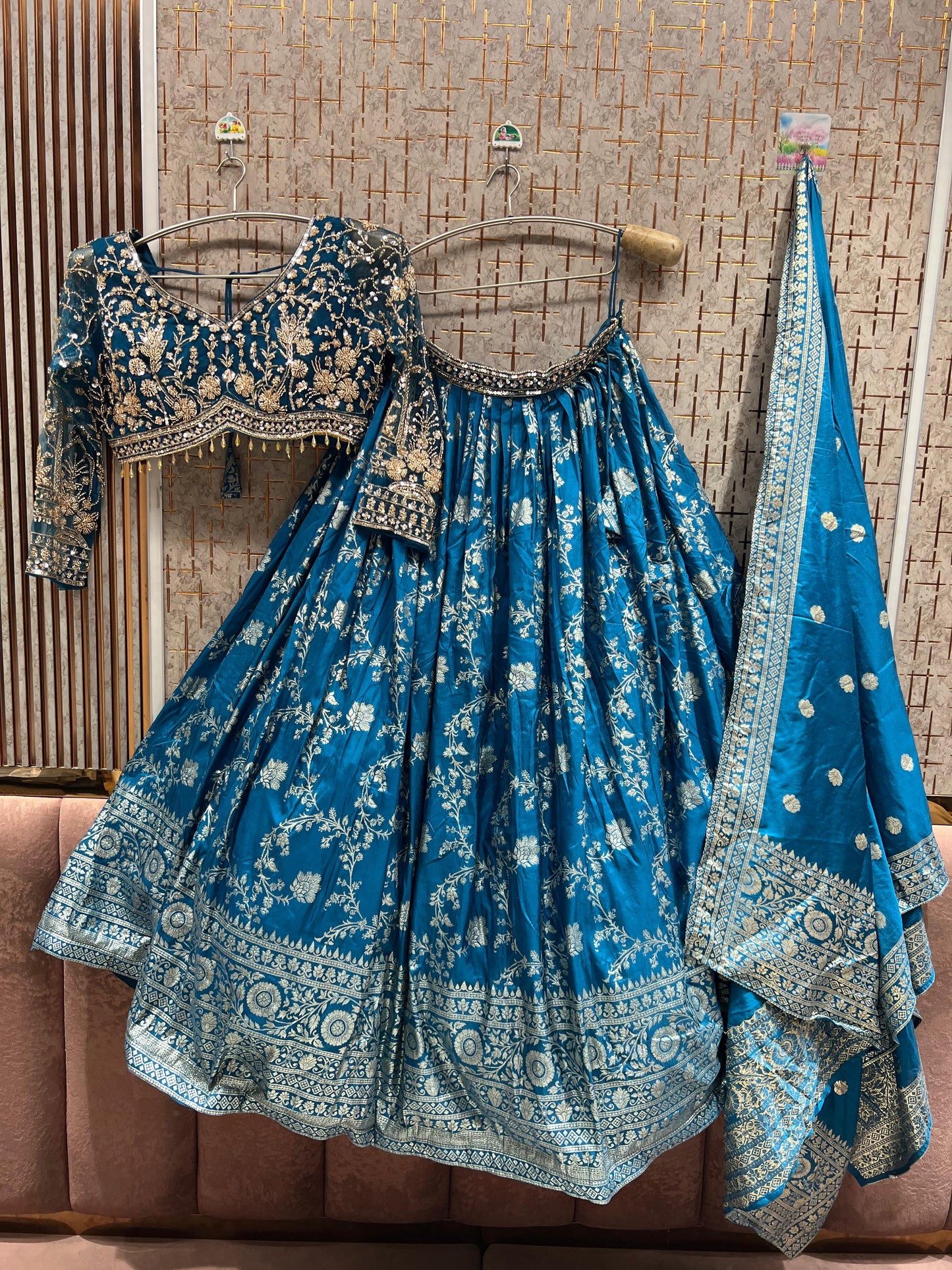 Blue Crop Top lehenga
