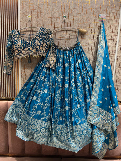 Blue Crop Top lehenga