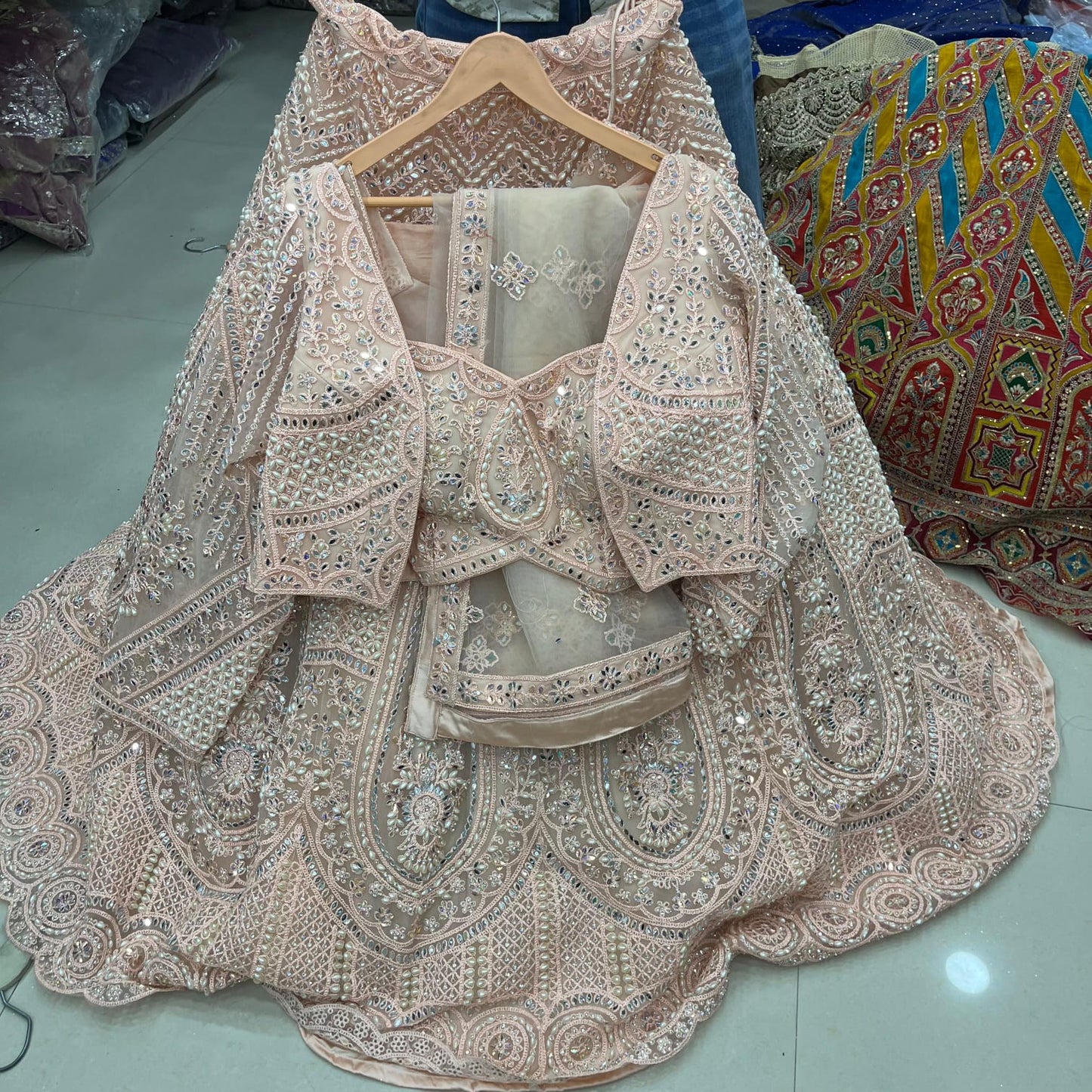 Peach Crop Top Lehenga