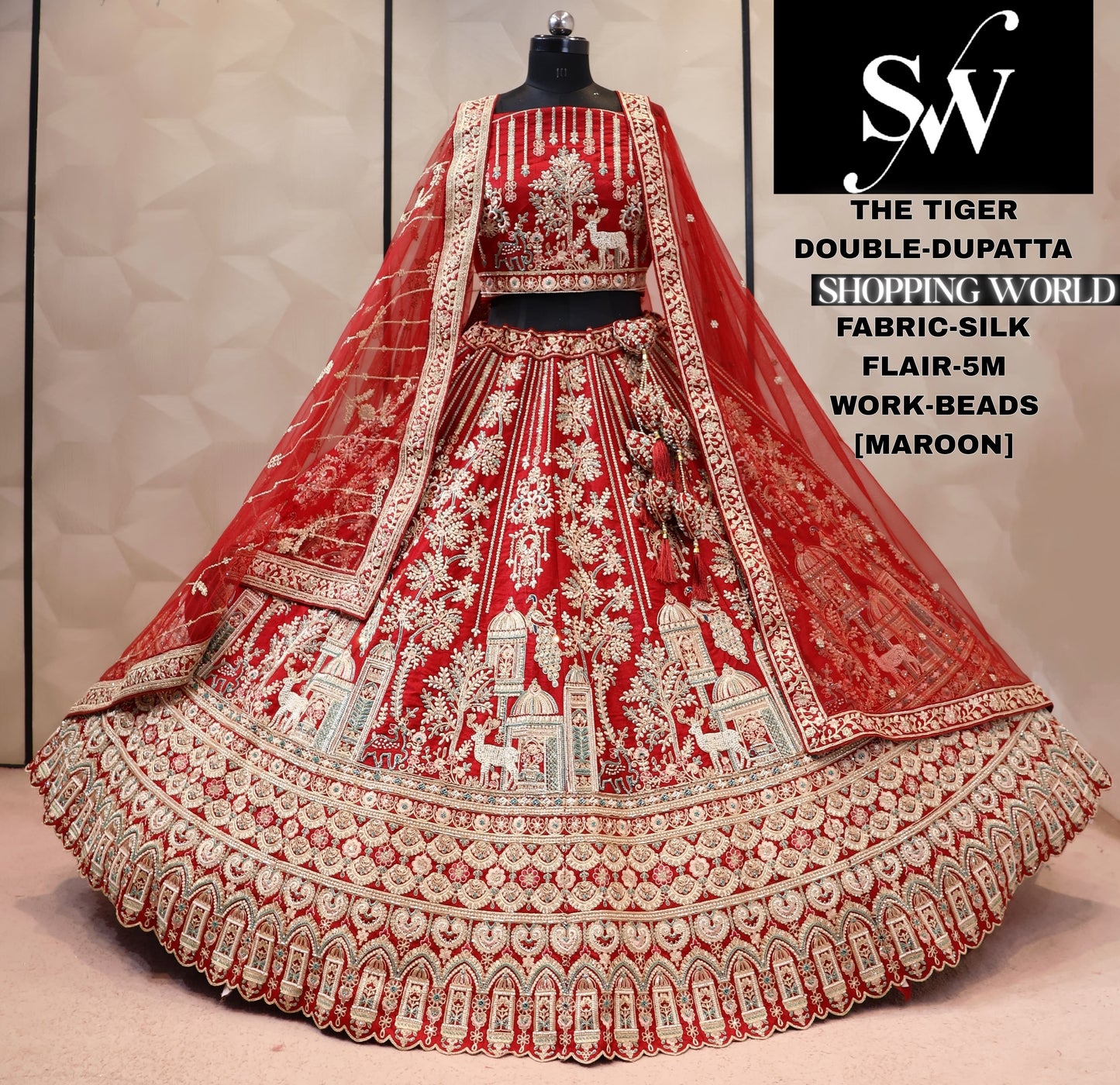 Red silk bridal Lehenga