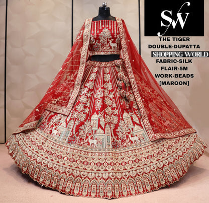 Red silk bridal Lehenga