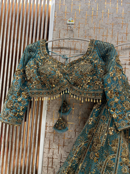 Blue Crop Top Lehenga